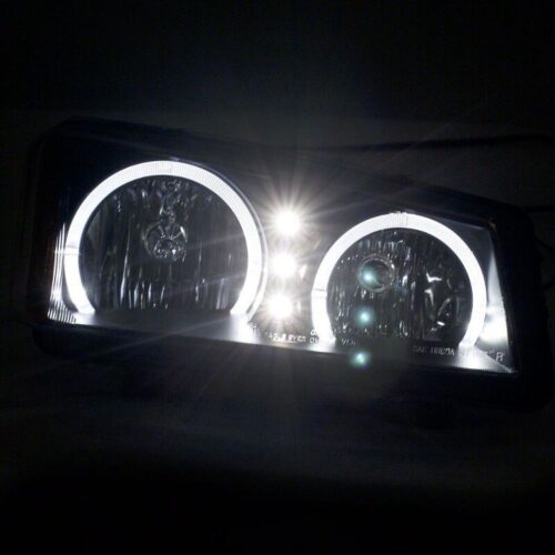 Raxiom for 2003-2006 Chevrolet Silverado 1500 Dual LED Halo Projector Headlights- Black - Clear Lens - Image 3