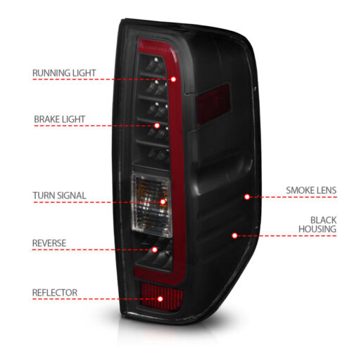 ANZO 2005-2021 Nissan Frontier LED Taillights Black Housing/Smoke Lens - Image 10