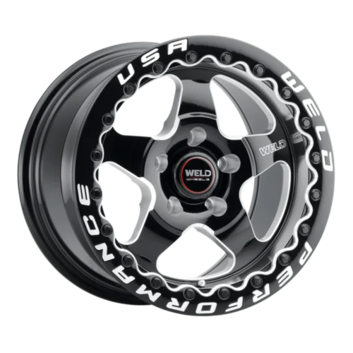 Weld S904 15x10 Ventura Beadlock 5x120 ET45 BS7.25 Gloss BLK MIL DIA 78.1