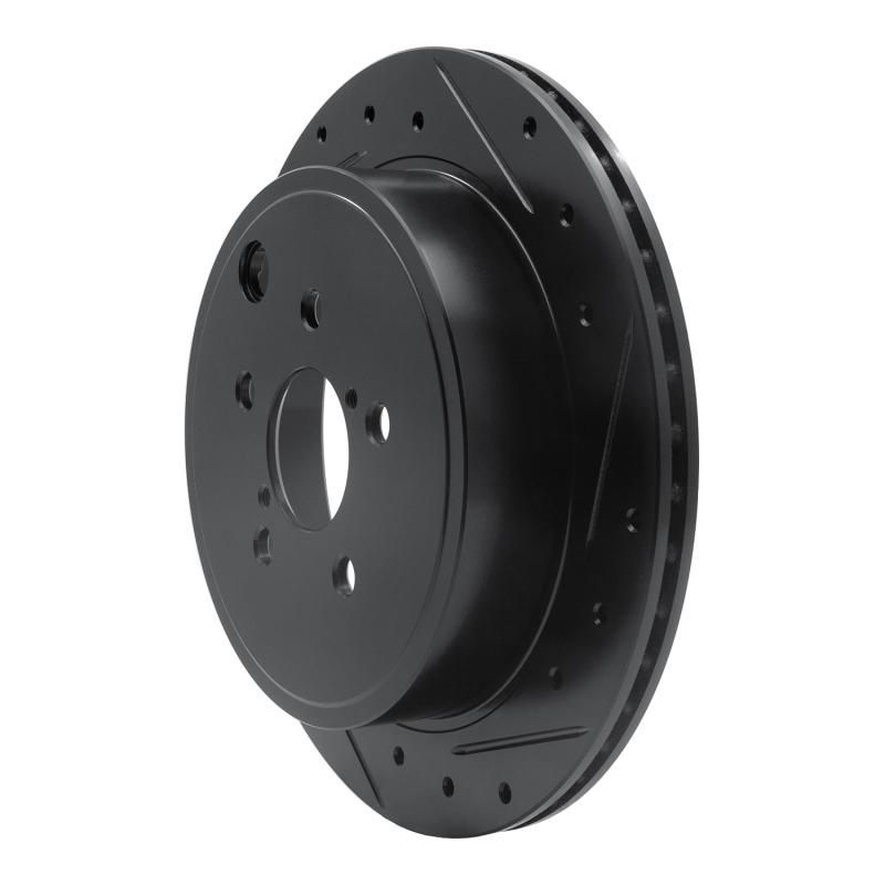R1 Concepts for 10-25 Scion FR-S Rear Right Drilled & Slotted Black Brake Rotor - Image 2