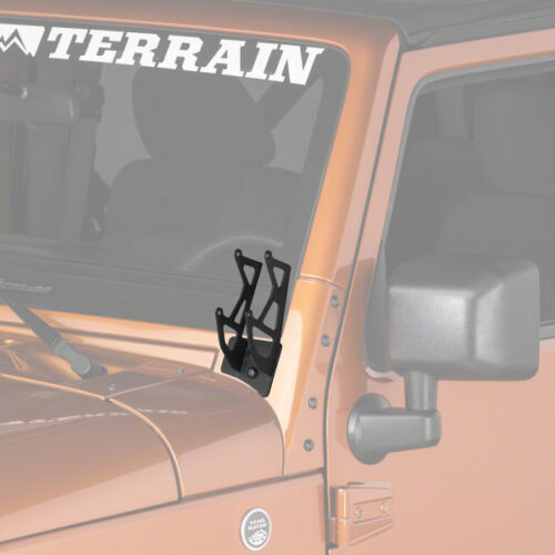 Raxiom for 2007-2018 Jeep Wrangler JK Windshield Mounted Dual Light Brackets