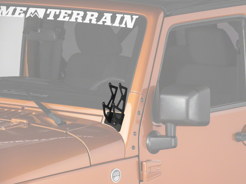Raxiom for 2007-2018 Jeep Wrangler JK Windshield Mounted Dual Light Brackets
