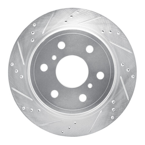 R1 Concepts for 07-20 Cadillac Escalade EXT Rear Left Drilled & Slotted Silver Brake Rotor