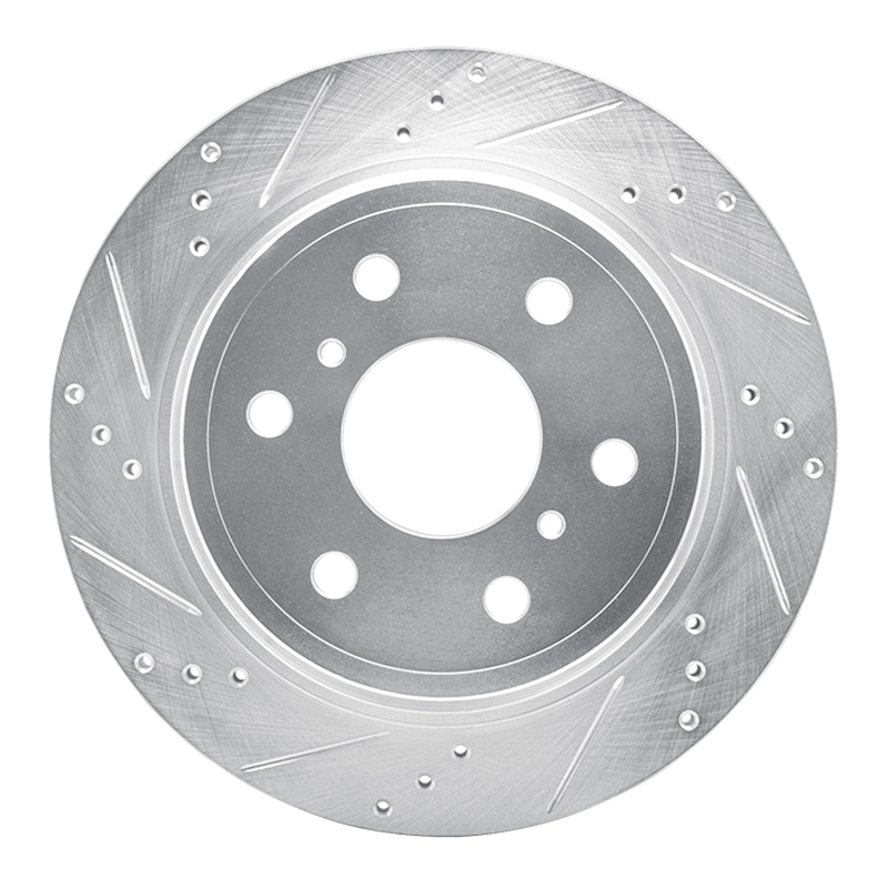 R1 Concepts for 07-20 Cadillac Escalade EXT Rear Left Drilled & Slotted Silver Brake Rotor