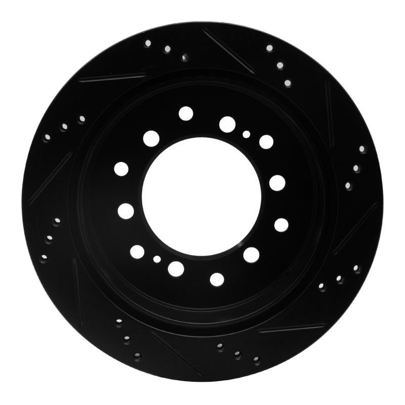 R1 Concepts for 2010-2024 Lexus GX460 Rear Left Drilled & Slotted Black Brake Rotor - Image 5