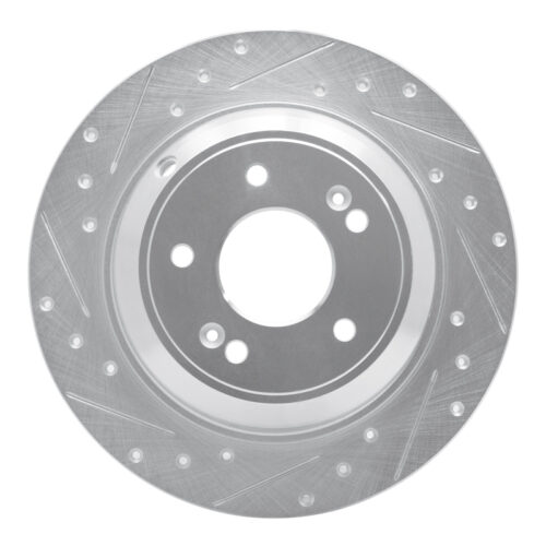 R1 Concepts for 18-23 Genesis G70 Rear Left Drilled & Slotted Silver Brake Rotor