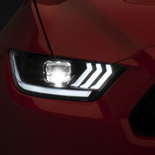 Raxiom for 2015-2017 Ford Mustang GT350 GT500 LED Projector Headlights- Black Housing (Clear Lens)