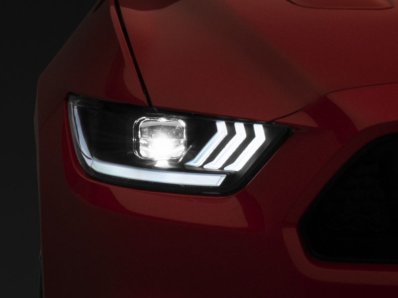 Raxiom for 2015-2017 Ford Mustang GT350 GT500 LED Projector Headlights- Black Housing (Clear Lens)