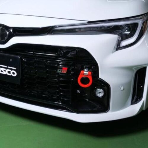 Alternative view of Cusco Folding Tow Hook 2020+ Toyota GR Yaris (GXPA16 GXPA12) Red Steel