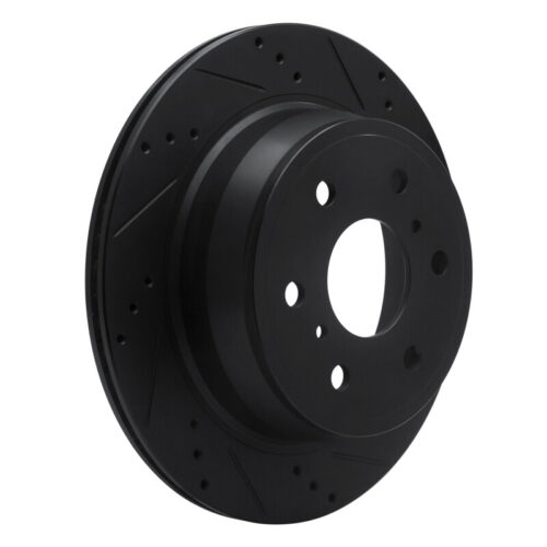 Alternative view of DFC 07-20 Cadillac Escalade ESV Rear Right Drilled & Slotted Black Brake Rotor