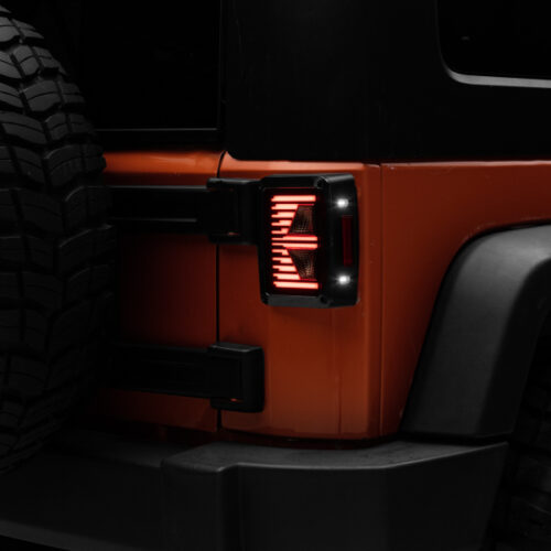 Raxiom for 2007-2018 Jeep Wrangler JK Axial Series Vision LED Tail Lights- Black Housing (Smoked Lens)