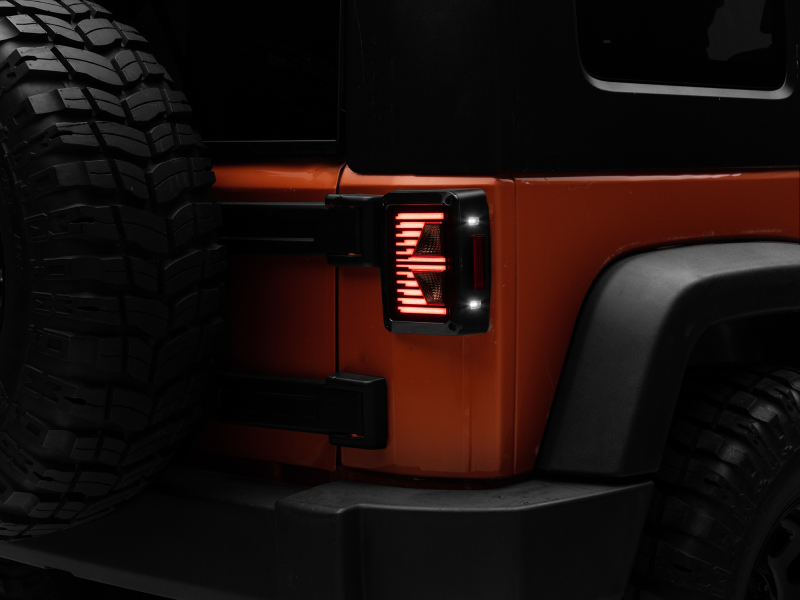 Raxiom for 2007-2018 Jeep Wrangler JK Axial Series Vision LED Tail Lights- Black Housing (Smoked Lens)