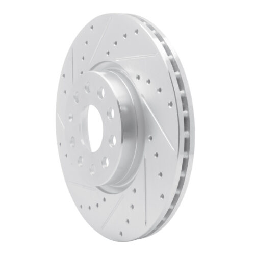 R1 Concepts for 05-25 Audi Q3 Front Left Drilled & Slotted Silver Brake Rotor - Image 2