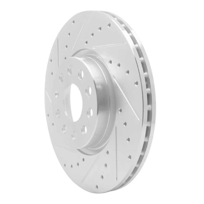 R1 Concepts for 05-25 Audi Q3 Front Left Drilled & Slotted Silver Brake Rotor - Image 2