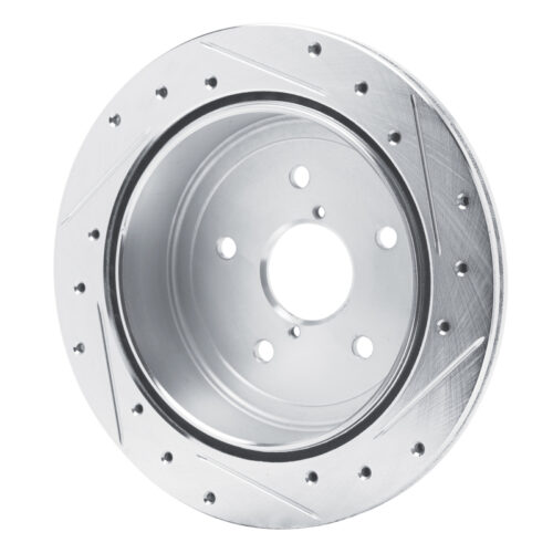 R1 Concepts for 22-25 Subaru WRX Rear Left Drilled & Slotted Silver Brake Rotor - Image 4