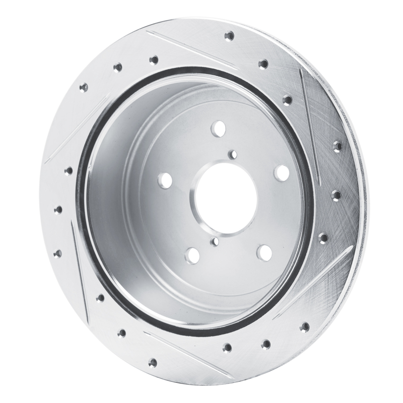 R1 Concepts for 22-25 Subaru WRX Rear Left Drilled & Slotted Silver Brake Rotor - Image 4