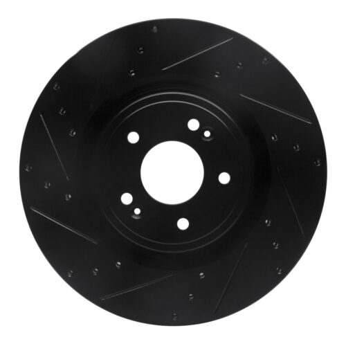 R1 18-22 Genesis G70 Front Left Drilled & Slotted Black Brake Rotor