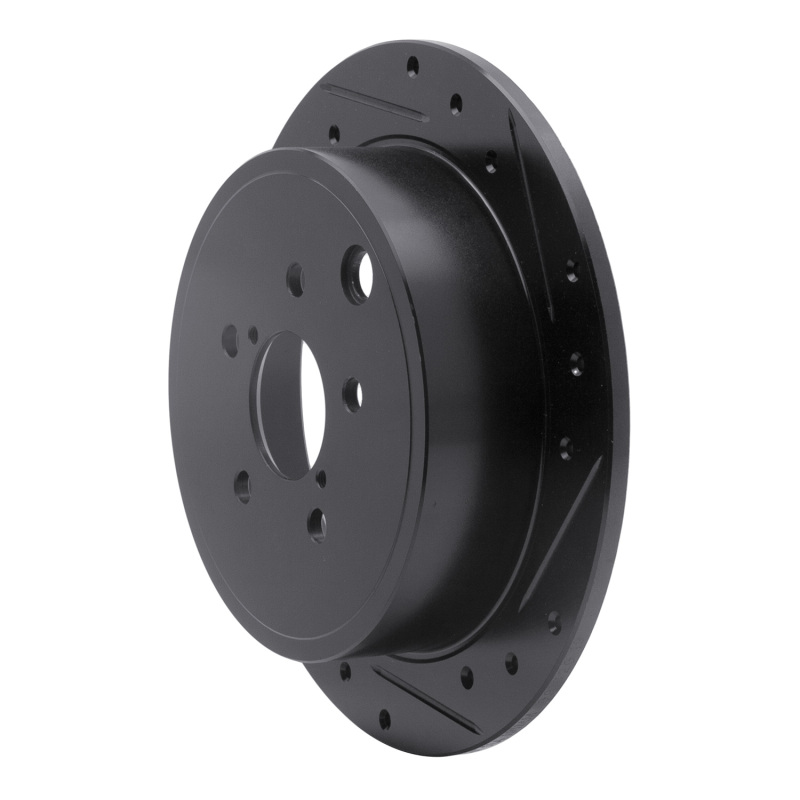 R1 Concepts for 08-15 Subaru Outback Rear Right Drilled & Slotted Black Brake Rotor - Image 2