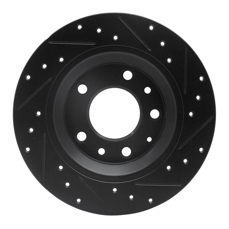 R1 Concepts for 98-15 Ford Fusion Rear Left Drilled & Slotted Black Brake Rotor - Image 5