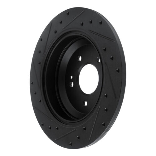 R1 Concepts for 18-23 Genesis G70 Rear Right Drilled & Slotted Black Brake Rotor - Image 4