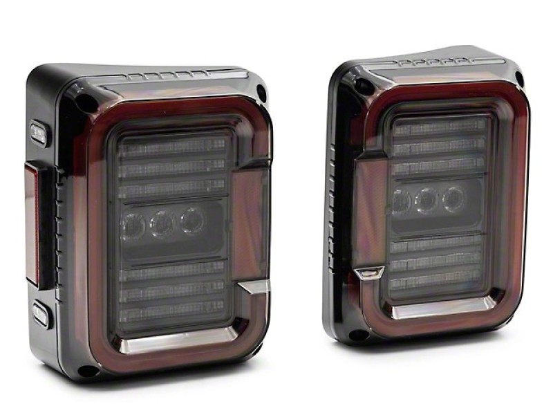 Raxiom for 2007-2018 Jeep Wrangler JK Axial Series LED Halo Tail Lights- Black Housing (Dark Smoked Lens) - Image 2