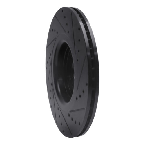 R1 Concepts for 14-18 Ford Focus ST Front Left Drilled & Slotted Black Brake Rotor - Image 4