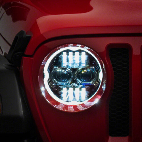 Raxiom for 2018-2023 Jeep Wrangler JL Axial Series 9-In Angel Eye LED Headlights- Black Housing (Clear Lens)