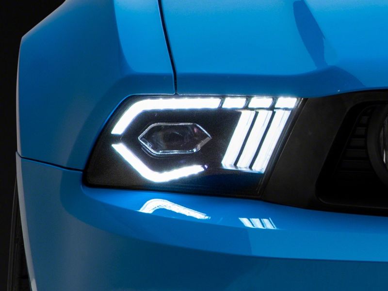 Raxiom for 2010-2012 Ford Mustang w/ Factory Halogen LED Projector Headlights- Black Housing (Clear Lens) - Image 7