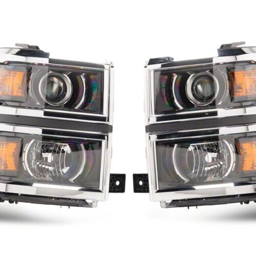 Raxiom for 2014-2015 Chevrolet Silverado 1500 OE Projector Headlights/Chrome Trim- Black- Clear Lens - Image 3