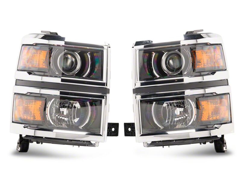 Raxiom for 2014-2015 Chevrolet Silverado 1500 OE Projector Headlights/Chrome Trim- Black- Clear Lens - Image 3