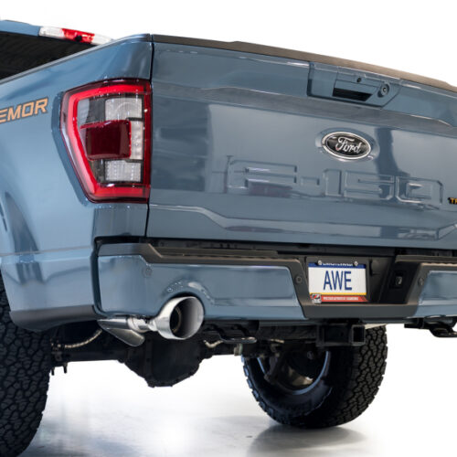 AWE Tuning Cat-Back w/ Chrome Silver Tips for 2021+ Ford F150 Tremor w/ Bumper Cutouts 0FG Non-Resonated - Image 8