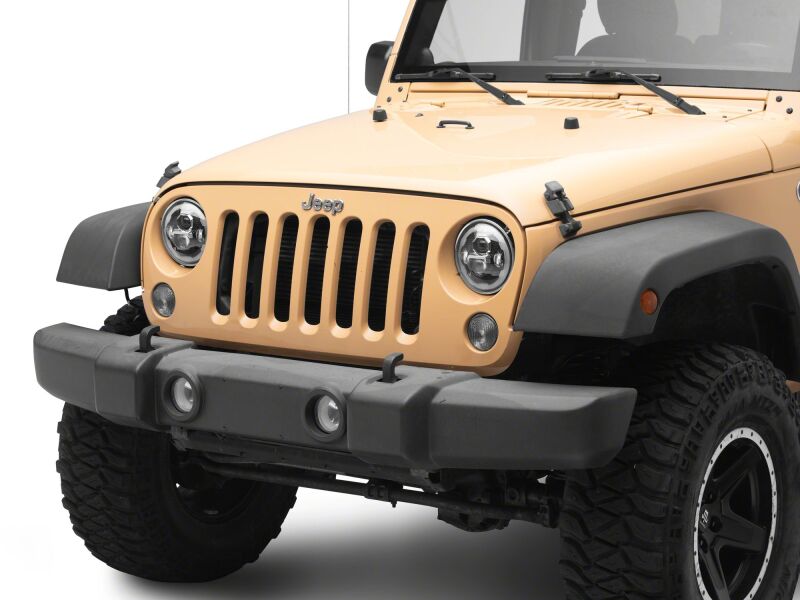 Raxiom for 2007-2018 Jeep Wrangler Axial Series 7-Inch LED Headlights w DRL/ Black Housing - Clear Lens - Image 2