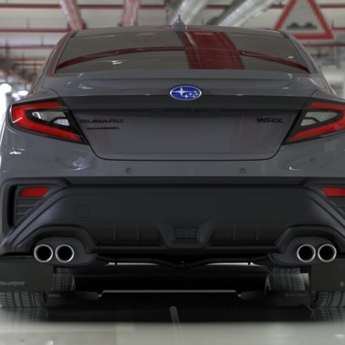 Alternative view of Rally Armor 22-26 Subaru WRX Black UR Mud Flap Altered Font Dark Grey Logo
