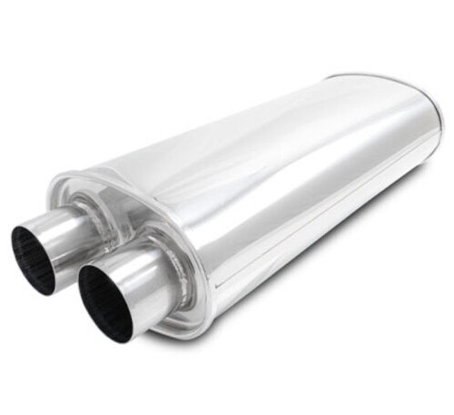 Vibrant Streetpower Oval Muffler 2.50in Dual Inlet/Outlet 18in Body Length