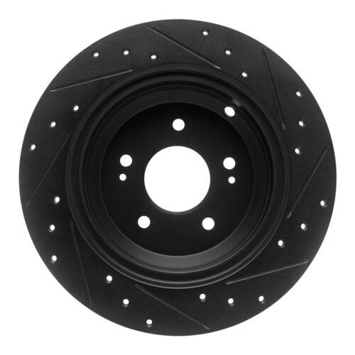 R1 Concepts for 18-23 Genesis G70 Rear Left Drilled & Slotted Black Brake Rotor - Image 5