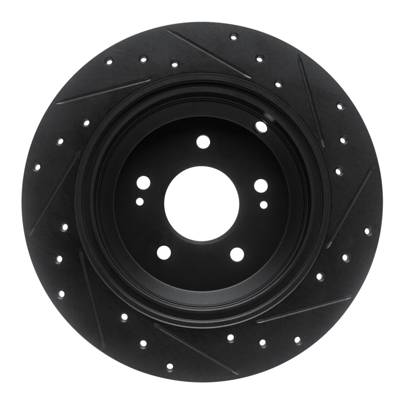 R1 Concepts for 18-23 Genesis G70 Rear Left Drilled & Slotted Black Brake Rotor - Image 5