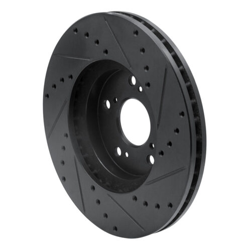 R1 Concepts for 04-14 Acura TSX Front Left Drilled & Slotted Black Brake Rotor - Image 4