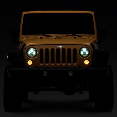 Raxiom for 2007-2018 Jeep Wrangler JK 7-In LED Headlights Green Housing- Clear Lens - Image 8