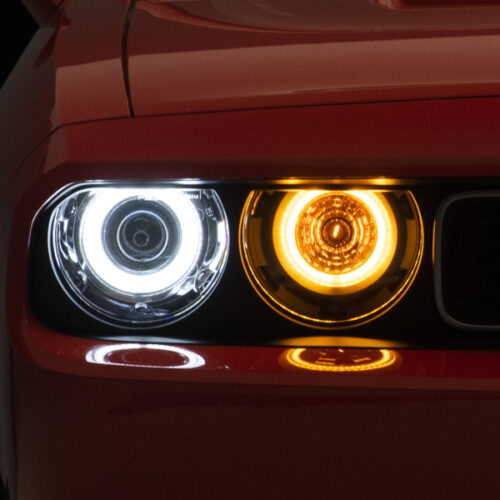 Raxiom for 2008-2014 Dodge Challenger Dual LED Halo Projector Headlights- Black Housing (Clear Lens) - Image 3