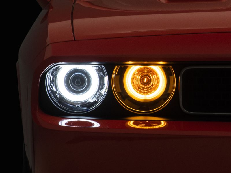 Raxiom for 2008-2014 Dodge Challenger Dual LED Halo Projector Headlights- Black Housing (Clear Lens) - Image 3