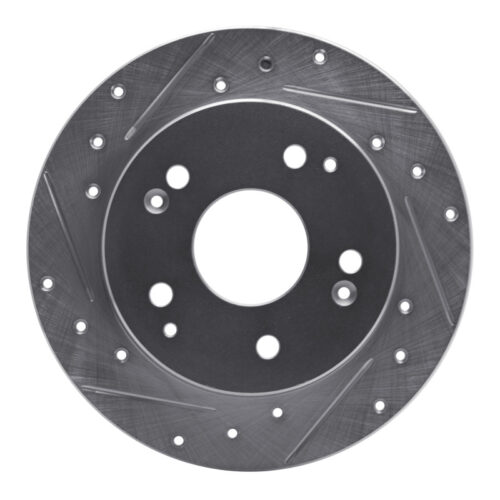 R1 Concepts for 97-01 Acura Integra Rear Left Drilled & Slotted Silver Brake Rotor