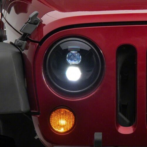 Raxiom for 2007-2018 Jeep Wrangler JK Axial Series DB2 LED Headlights- Black Housing- Clear Lens
