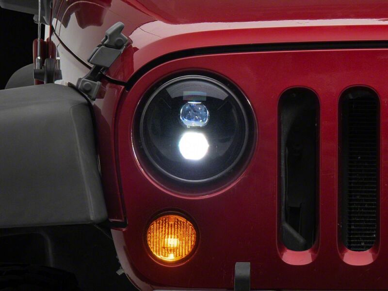 Raxiom for 2007-2018 Jeep Wrangler JK Axial Series DB2 LED Headlights- Black Housing- Clear Lens