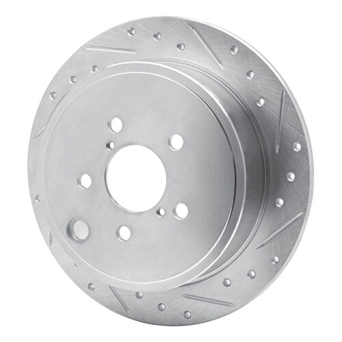 Alternative view of R1 Concepts for 08-15 Subaru WRX Rear Right Drilled & Slotted Silver Brake Rotor