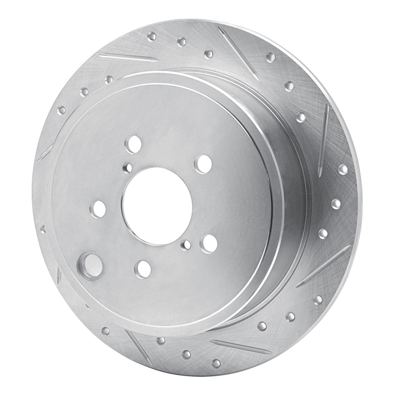 R1 Concepts for 08-15 Subaru WRX Rear Right Drilled & Slotted Silver Brake Rotor - Image 2