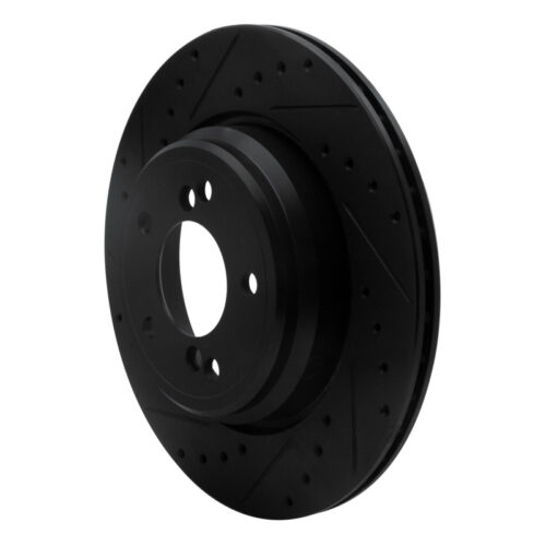 Alternative view of R1 Concepts for 00-06 BMW M5 Rear Left Drilled & Slotted Black Brake Rotor