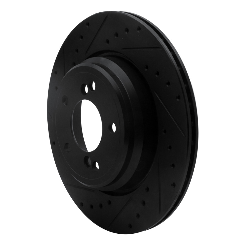 R1 Concepts for 00-06 BMW M5 Rear Left Drilled & Slotted Black Brake Rotor - Image 2