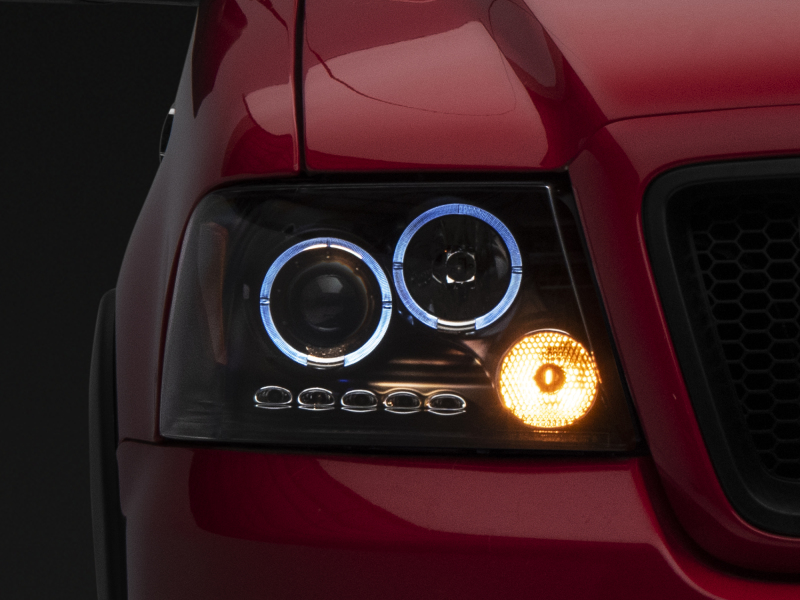 Raxiom for 2004-2008 Ford F-150 Dual LED Halo Projector Headlights- Black Housing (Clear Lens) - Image 3