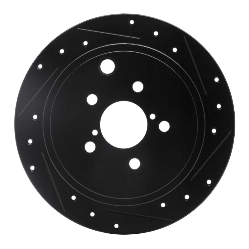 R1 Concepts for 08-15 Subaru Outback Rear Right Drilled & Slotted Black Brake Rotor