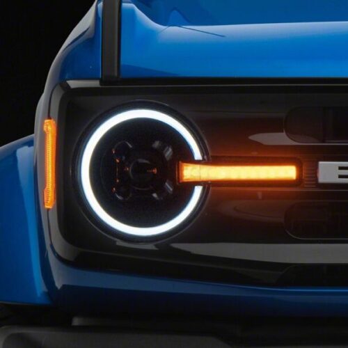 Raxiom for 2021-2026 Ford Bronco LED Halo Headlights with White Backlight- Black Housing- Clear Lens - Image 2